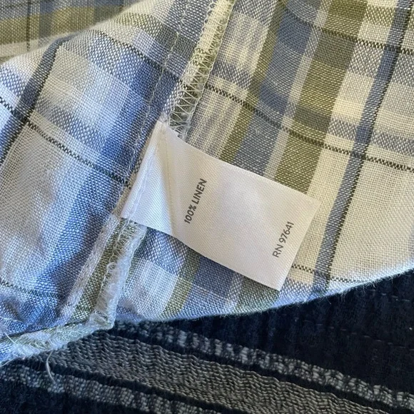 J. Jill Love Linen Blue and Green Plaid Linen Shirt with Pockets | Petite Small - Picture 9 of 12